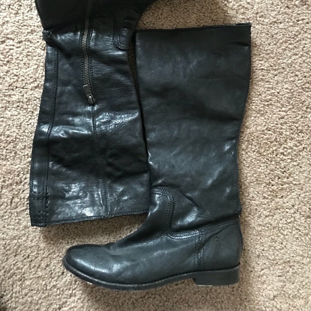 Frye Black Anna Inside ZIP Boots Size 6.5